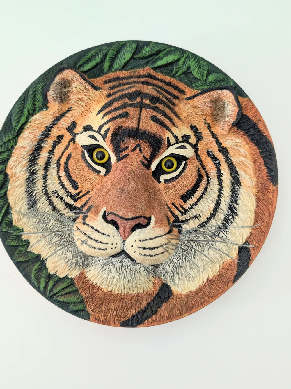 Vtg Franklin Mint Eye of the Tiger 3D Sculptured Collector Plate/Wall Plaque 8.5